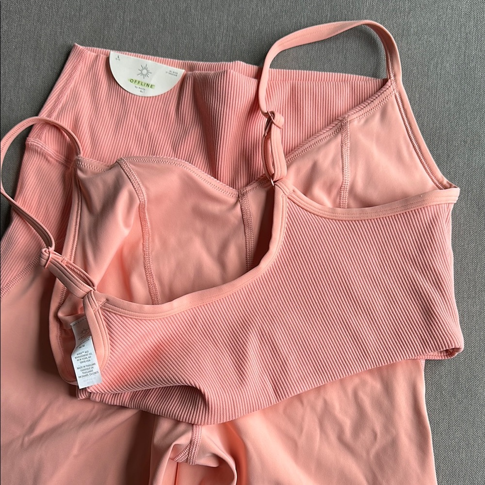 Aerie offline Pink Ribbed Sports Bra and Shorts Set. New with tags - Picture 6 of 7
